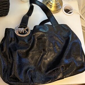 Michael Kors Shiny Black Shoulder Bag